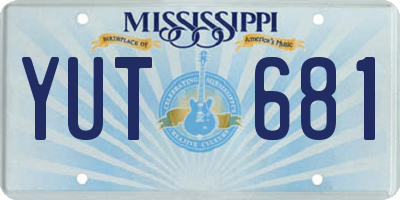 MS license plate YUT681