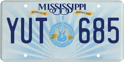 MS license plate YUT685