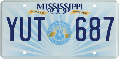 MS license plate YUT687