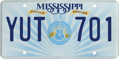 MS license plate YUT701