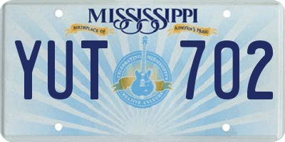 MS license plate YUT702
