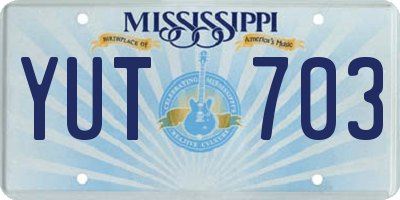 MS license plate YUT703