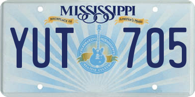 MS license plate YUT705