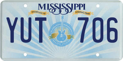MS license plate YUT706