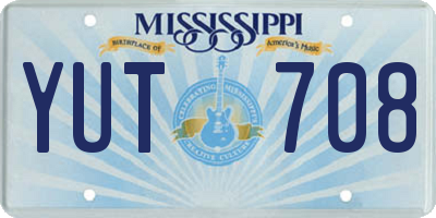 MS license plate YUT708