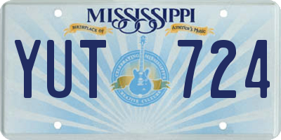 MS license plate YUT724