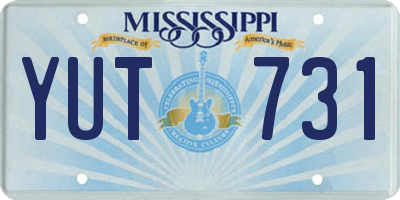 MS license plate YUT731