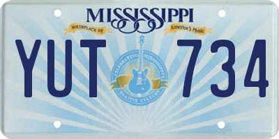 MS license plate YUT734
