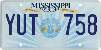 MS license plate YUT758