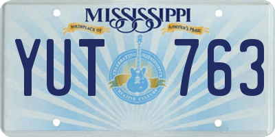MS license plate YUT763