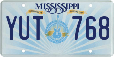 MS license plate YUT768
