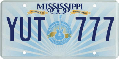 MS license plate YUT777