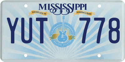 MS license plate YUT778