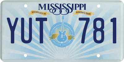 MS license plate YUT781