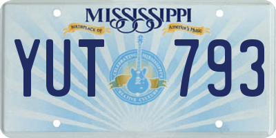MS license plate YUT793