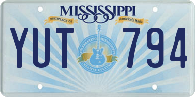 MS license plate YUT794