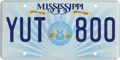 MS license plate YUT800
