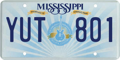MS license plate YUT801