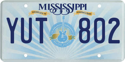 MS license plate YUT802