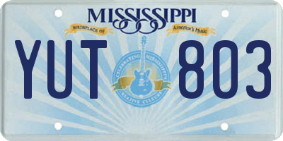 MS license plate YUT803