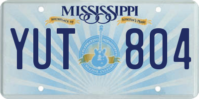 MS license plate YUT804