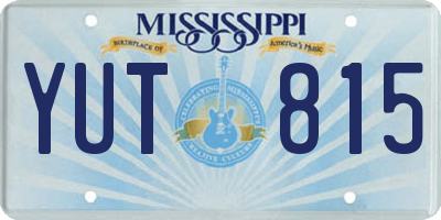 MS license plate YUT815