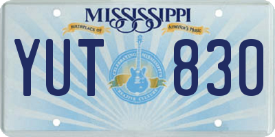 MS license plate YUT830