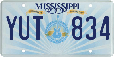 MS license plate YUT834