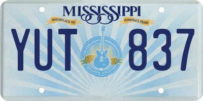 MS license plate YUT837