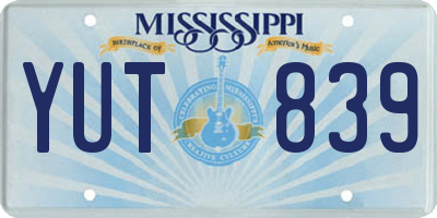 MS license plate YUT839