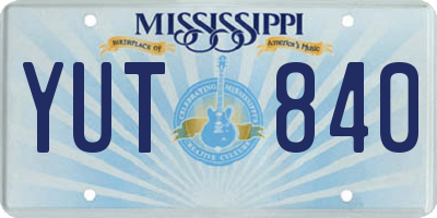 MS license plate YUT840
