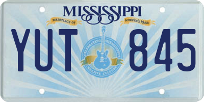 MS license plate YUT845