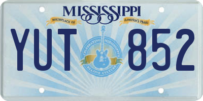 MS license plate YUT852