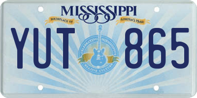 MS license plate YUT865