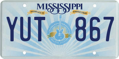 MS license plate YUT867