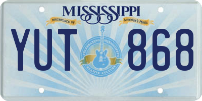 MS license plate YUT868