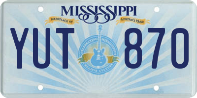 MS license plate YUT870