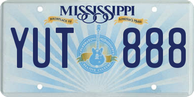 MS license plate YUT888