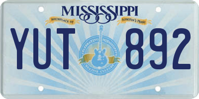 MS license plate YUT892