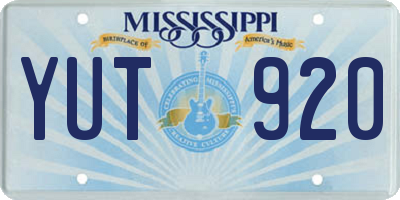 MS license plate YUT920