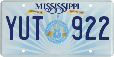 MS license plate YUT922