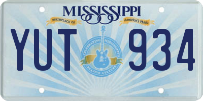 MS license plate YUT934