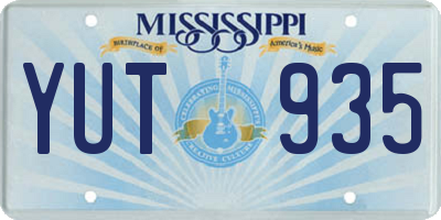 MS license plate YUT935