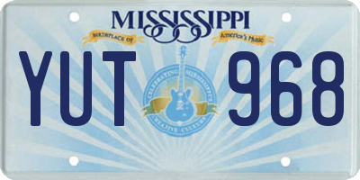 MS license plate YUT968