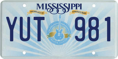MS license plate YUT981