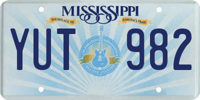 MS license plate YUT982