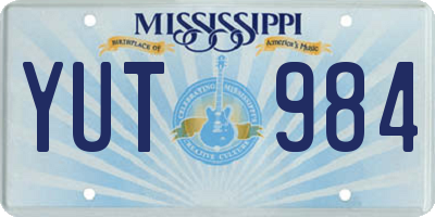 MS license plate YUT984