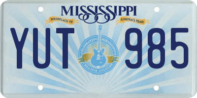 MS license plate YUT985