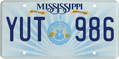 MS license plate YUT986