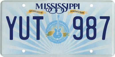 MS license plate YUT987
